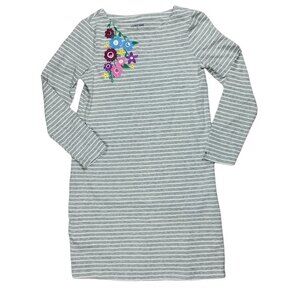 Lands' End Girls Floral Sequin Striped T-shirt Dress, M, Excellent Condition